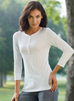 Bella sheer jersey henley shirt #8150